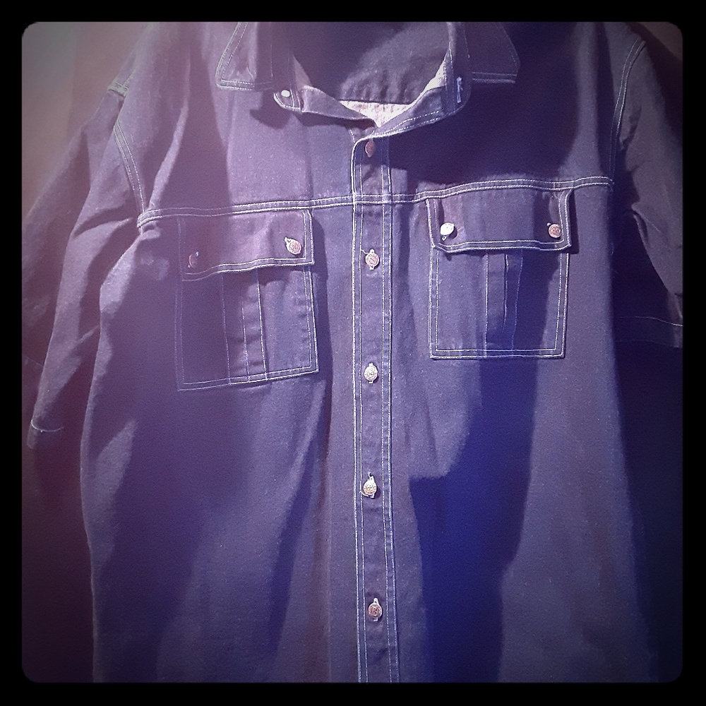 Boom X denim button-down short sleeve shirt